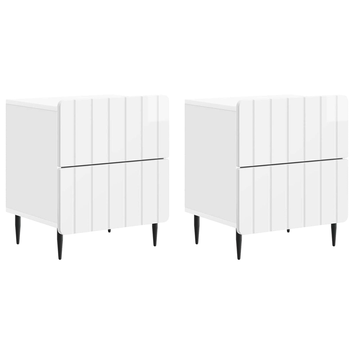 vidaXL Bedside Cabinet 2 pcs High Gloss White 43 x 34.5 x 49.5 cm