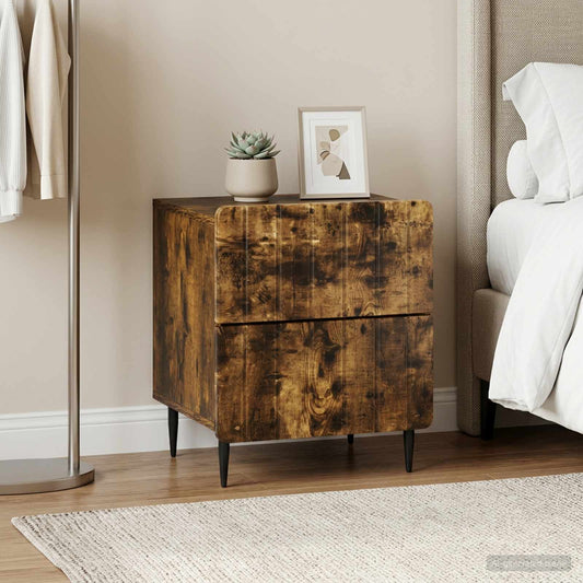vidaXL Bedside Cabinet 2 pcs Smoked Oak 43 x 34.5 x 49.5 cm