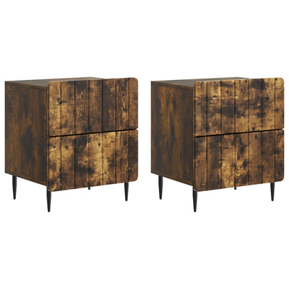 vidaXL Bedside Cabinet 2 pcs Smoked Oak 43 x 34.5 x 49.5 cm