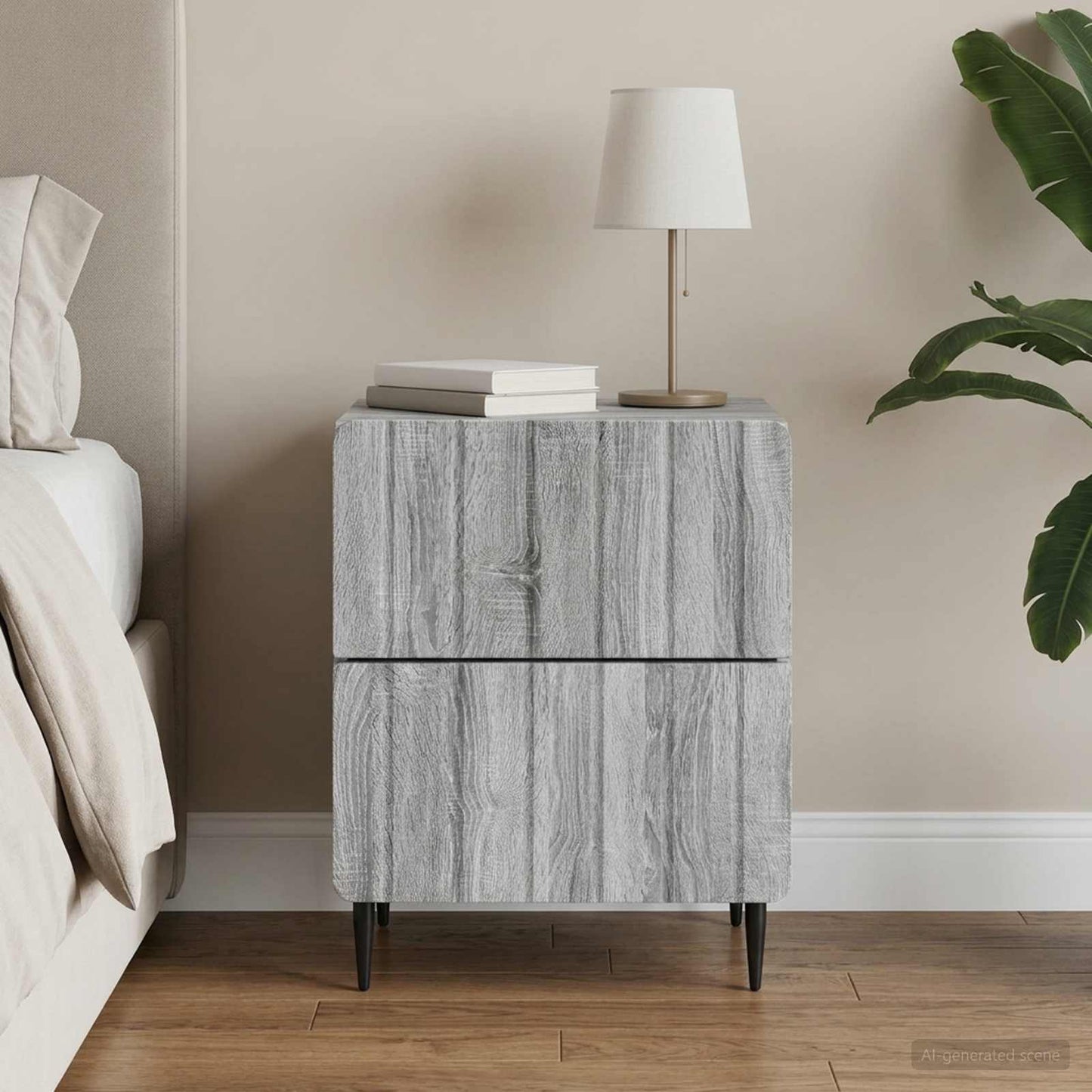 vidaXL Bedside Cabinet Grey Sonoma 43 x 34.5 x 49.5 cm Engineered Wood