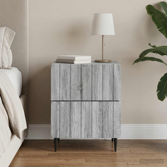 vidaXL Bedside Cabinet Grey Sonoma 43 x 34.5 x 49.5 cm Engineered Wood