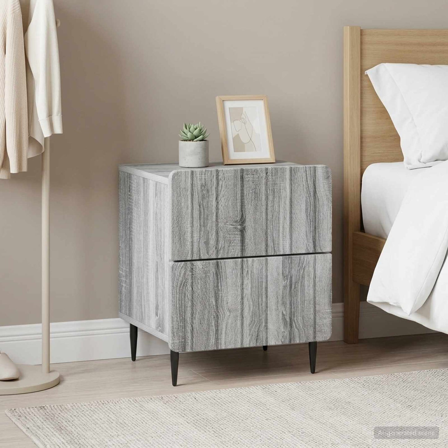 vidaXL Bedside Cabinet 2 pcs Grey Sonoma 43 x 34.5 x 49.5 cm