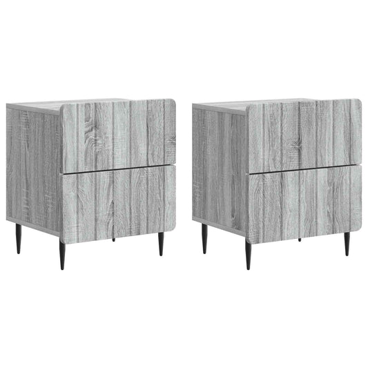 vidaXL Bedside Cabinet 2 pcs Grey Sonoma 43 x 34.5 x 49.5 cm