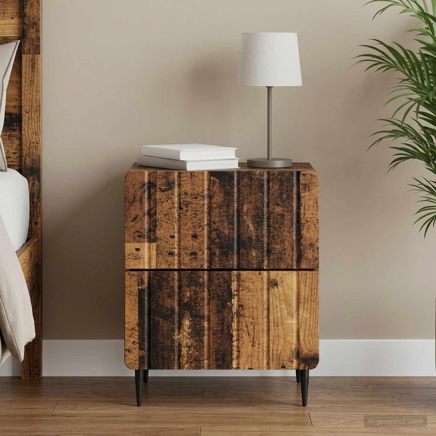 vidaXL Bedside Cabinet Old Wood 43 x 34.5 x 49.5 cm Engineered Wood
