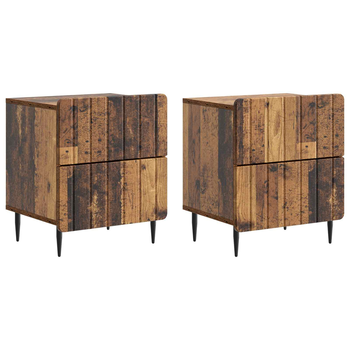 vidaXL Bedside Cabinet 2 pcs Old Wood 43 x 34.5 x 49.5 cm