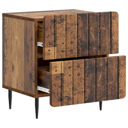 vidaXL Bedside Cabinet with Drawer 2 pcs Old Wood 43 x 34.5 x 49.5 cm