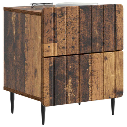 vidaXL Bedside Cabinet with Drawer 2 pcs Old Wood 43 x 34.5 x 49.5 cm