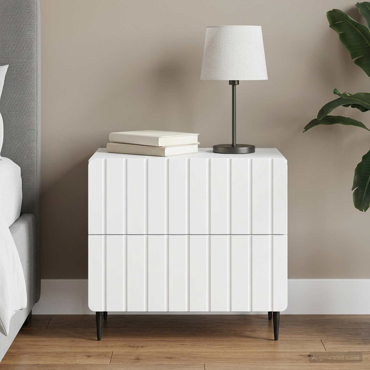vidaXL Bedside Cabinet White 62 x 34.5 x 49.5 cm Engineered Wood