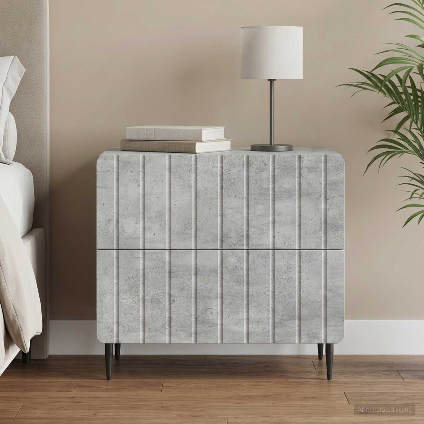 vidaXL Bedside Cabinet with Drawer Concrete Grey 62 x 34.5 x 49.5 cm