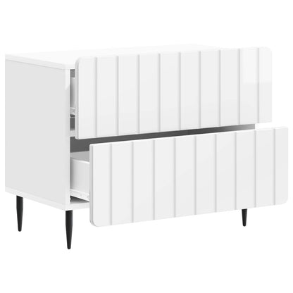 vidaXL Bedside Cabinet High Gloss White 62 x 34.5 x 49.5 cm