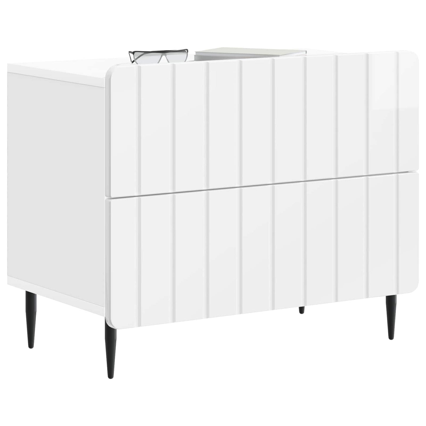vidaXL Bedside Cabinet High Gloss White 62 x 34.5 x 49.5 cm