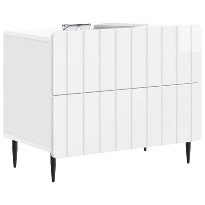 vidaXL Bedside Cabinet High Gloss White 62 x 34.5 x 49.5 cm