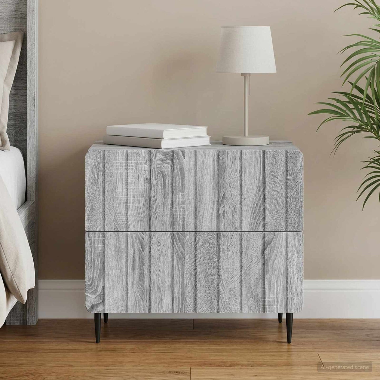 vidaXL Bedside Cabinet Grey Sonoma 62 x 34.5 x 49.5 cm Engineered Wood