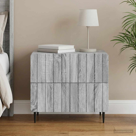 vidaXL Bedside Cabinet Grey Sonoma 62 x 34.5 x 49.5 cm Engineered Wood