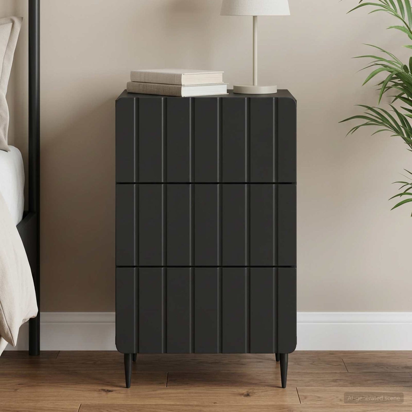 vidaXL Bedside Cabinet Black 43x 41 x 68 cm Engineered Wood