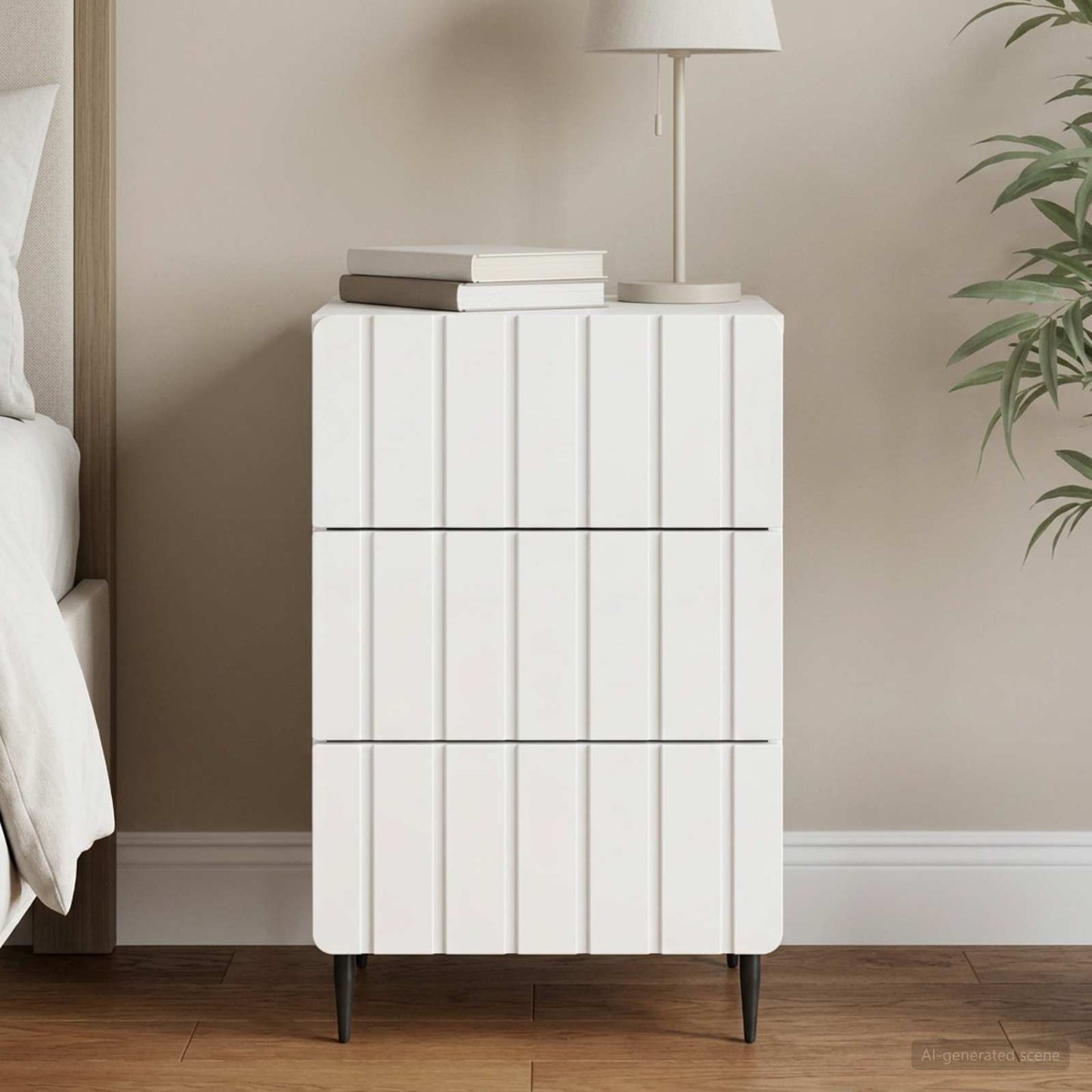 vidaXL Bedside Cabinet High Gloss White 43x 41 x 68 cm Engineered Wood
