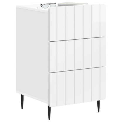 vidaXL Bedside Cabinet High Gloss White 43x 41 x 68 cm Engineered Wood