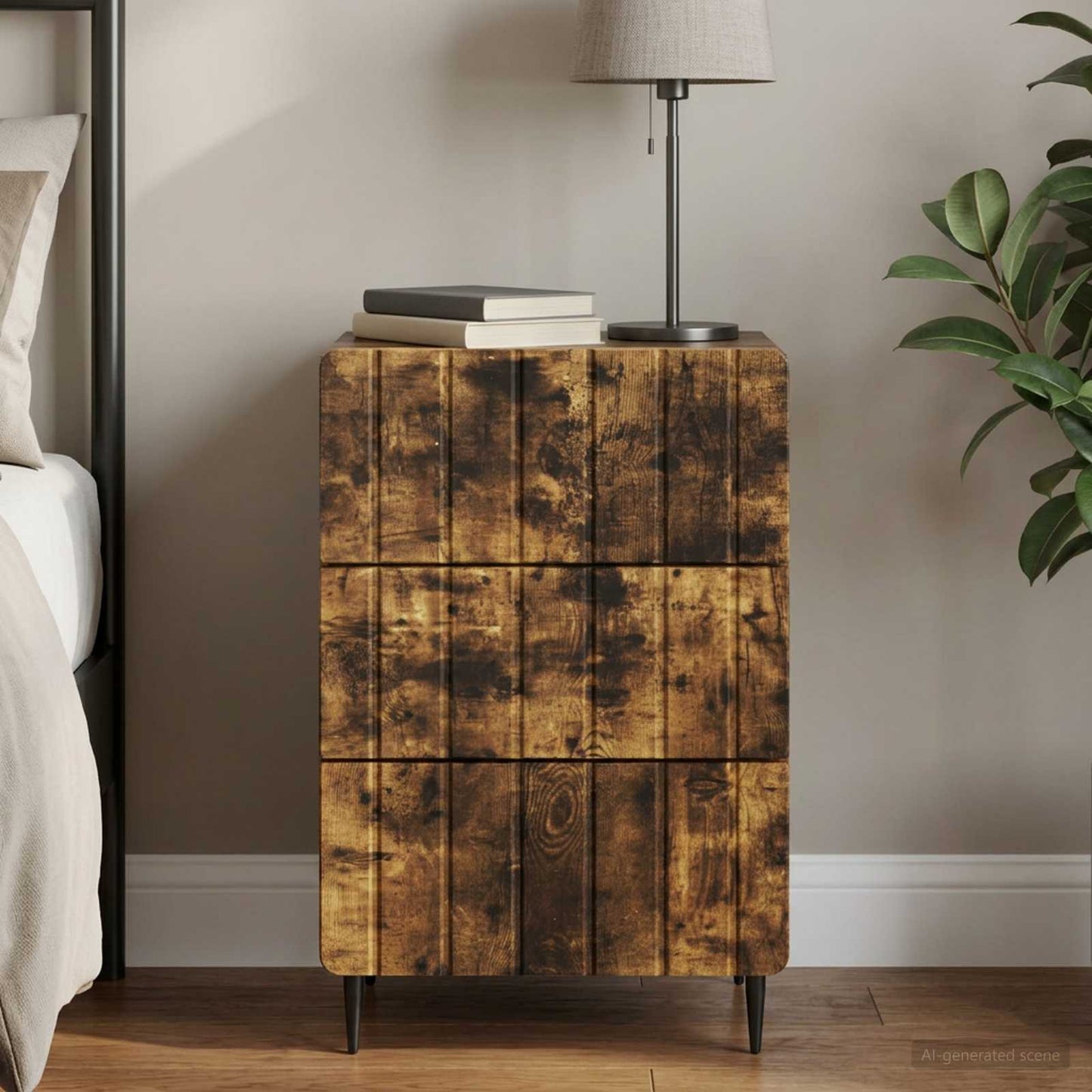 vidaXL Bedside Cabinet Smoked Oak 43x 41 x 68 cm Engineered Wood