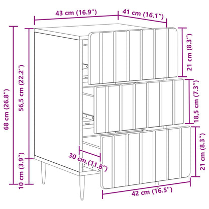 vidaXL Bedside Cabinet Grey Sonoma 43x 41 x 68 cm Engineered Wood