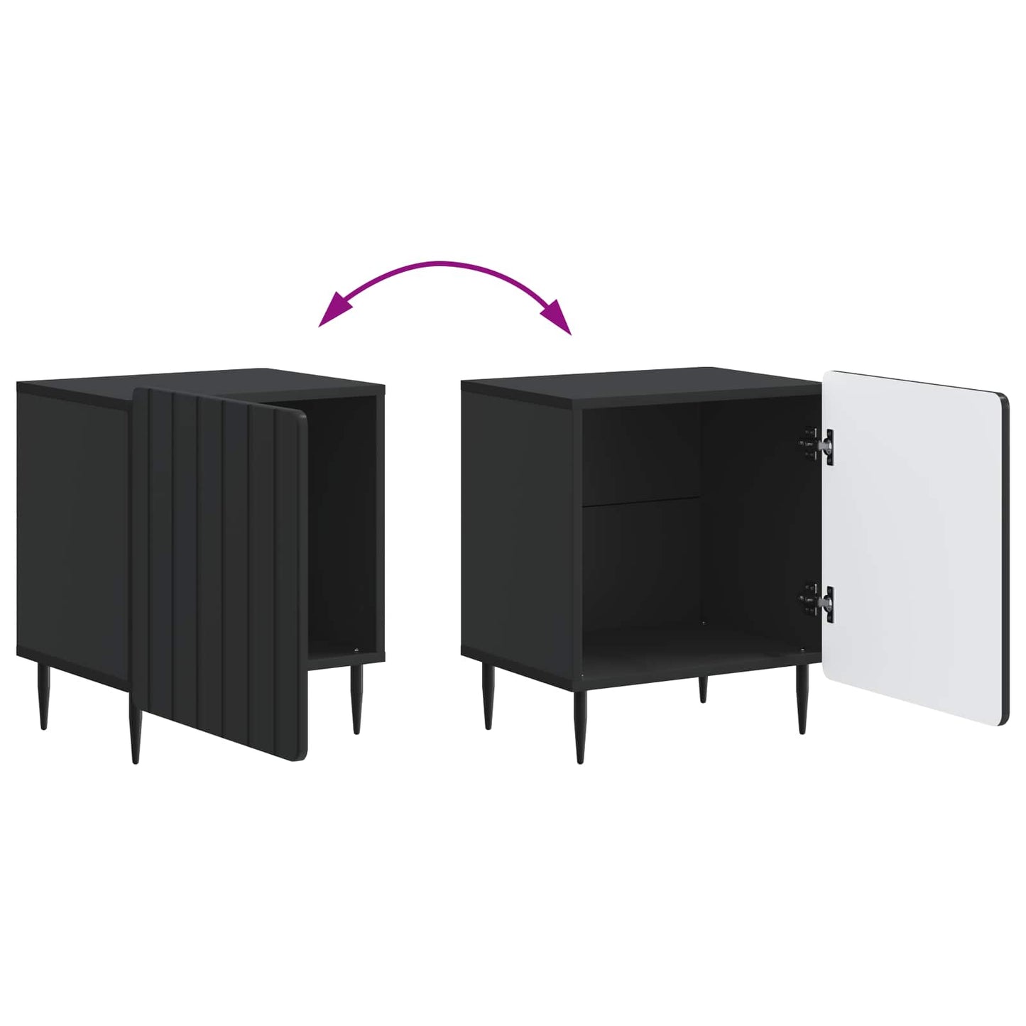 vidaXL Bedside Cabinet Black 43 x 34.5 x 52 cm Engineered Wood