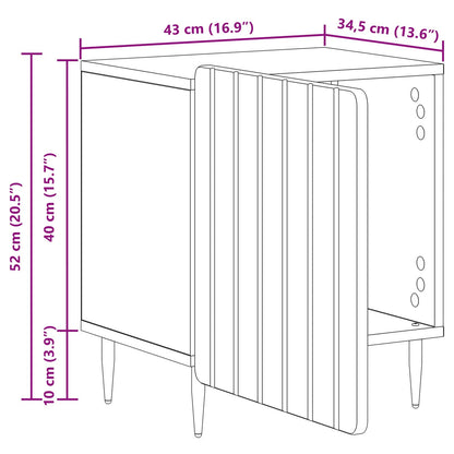 vidaXL Bedside Cabinet Black 43 x 34.5 x 52 cm Engineered Wood