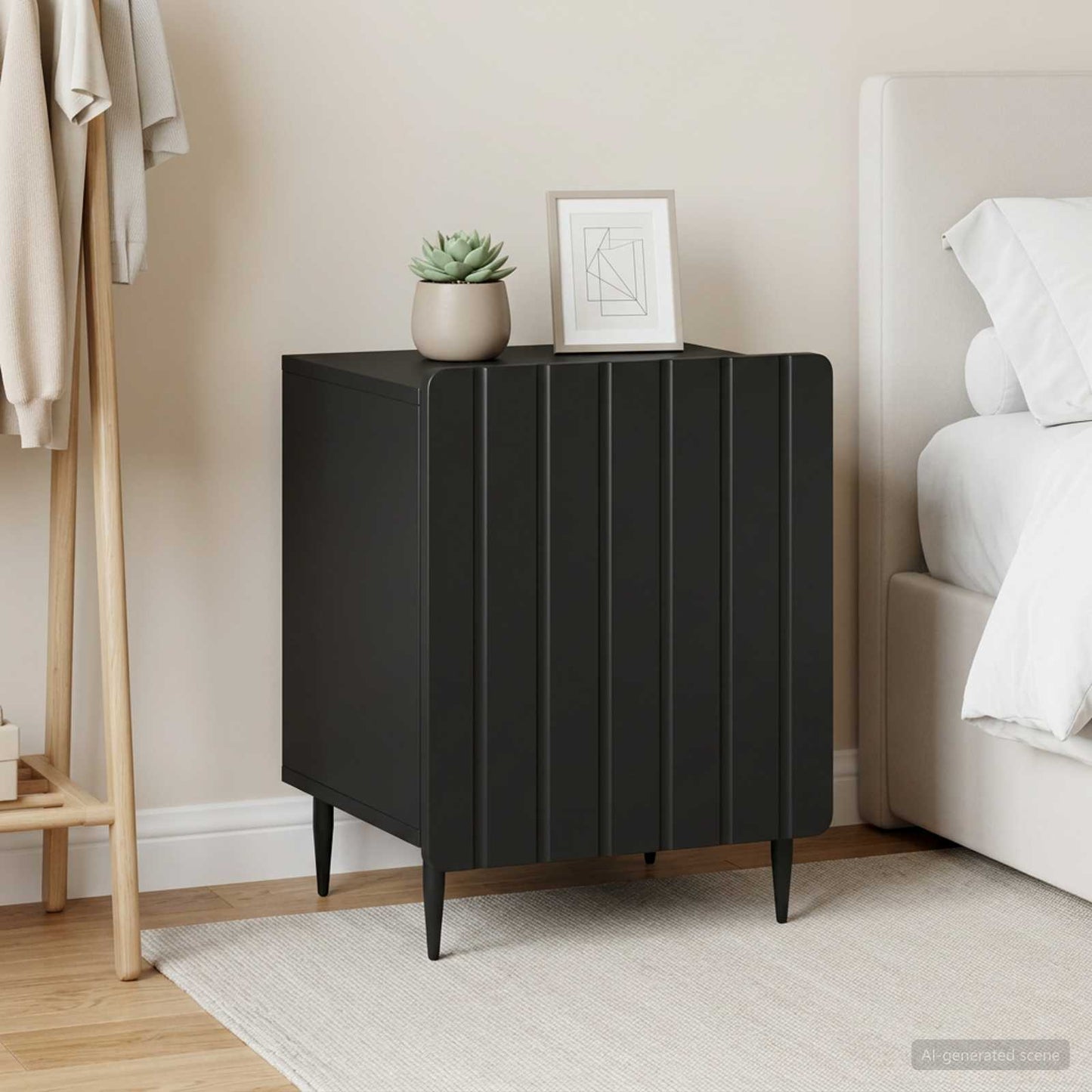 vidaXL Bedside Cabinet 2 pcs Black 43 x 34.5 x 52 cm Engineered Wood