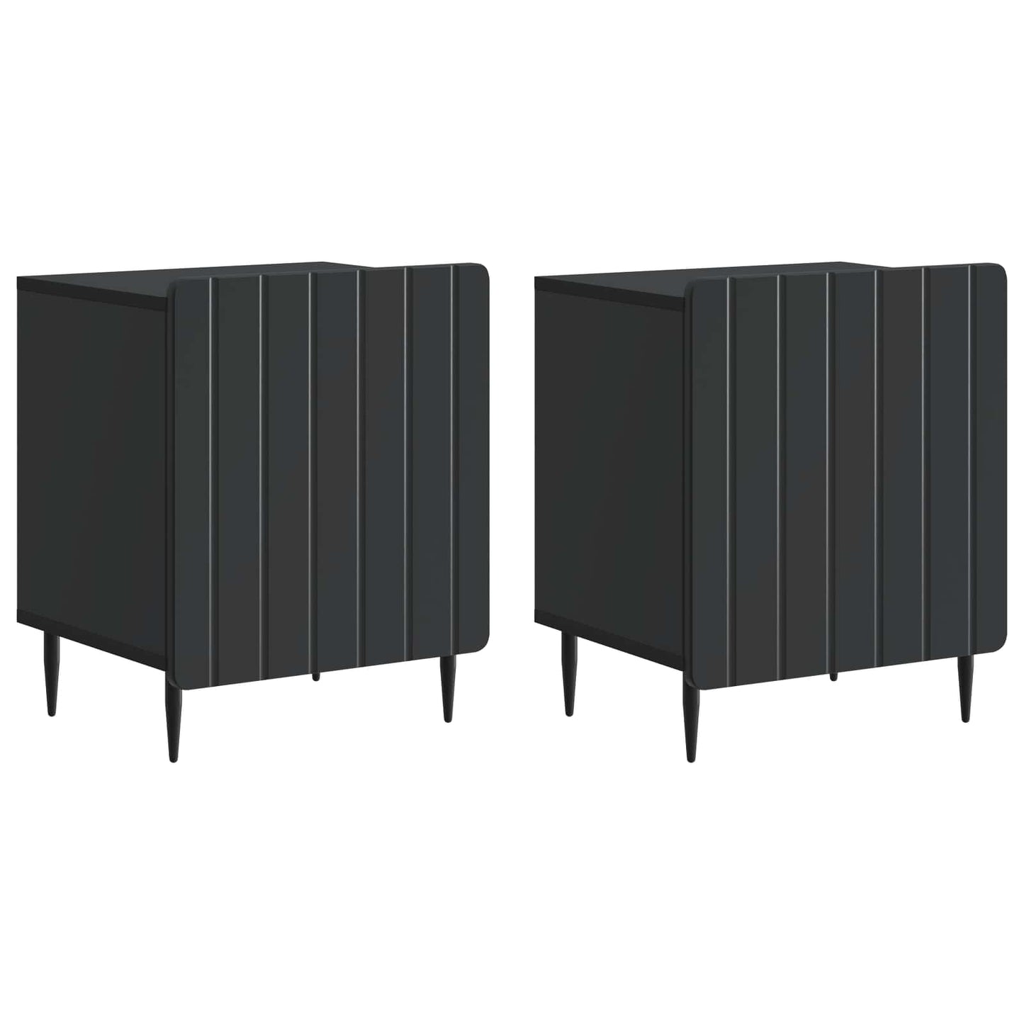 vidaXL Bedside Cabinet 2 pcs Black 43 x 34.5 x 52 cm Engineered Wood