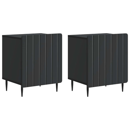 vidaXL Bedside Cabinet 2 pcs Black 43 x 34.5 x 52 cm Engineered Wood