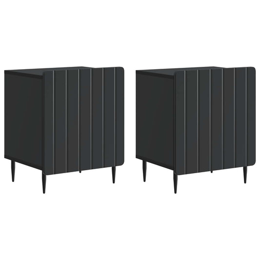 vidaXL Bedside Cabinet 2 pcs Black 43 x 34.5 x 52 cm Engineered Wood