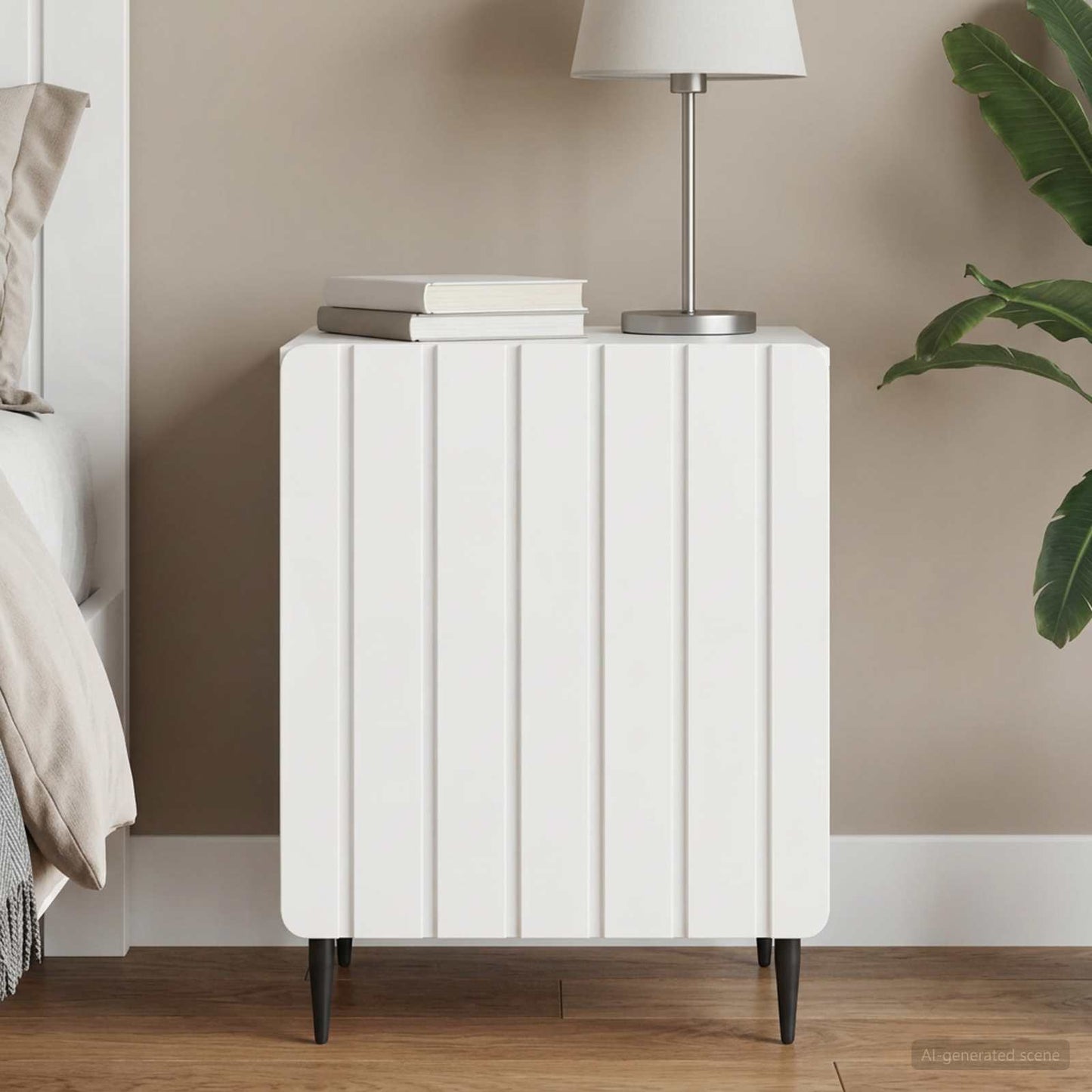 vidaXL Bedside Cabinet High Gloss White 43 x 34.5 x 52 cm