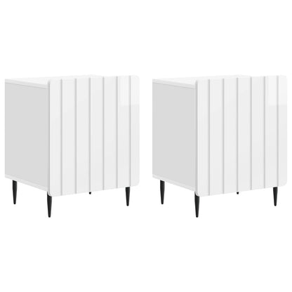 vidaXL Bedside Cabinet 2 pcs High Gloss White 43 x 34.5 x 52 cm