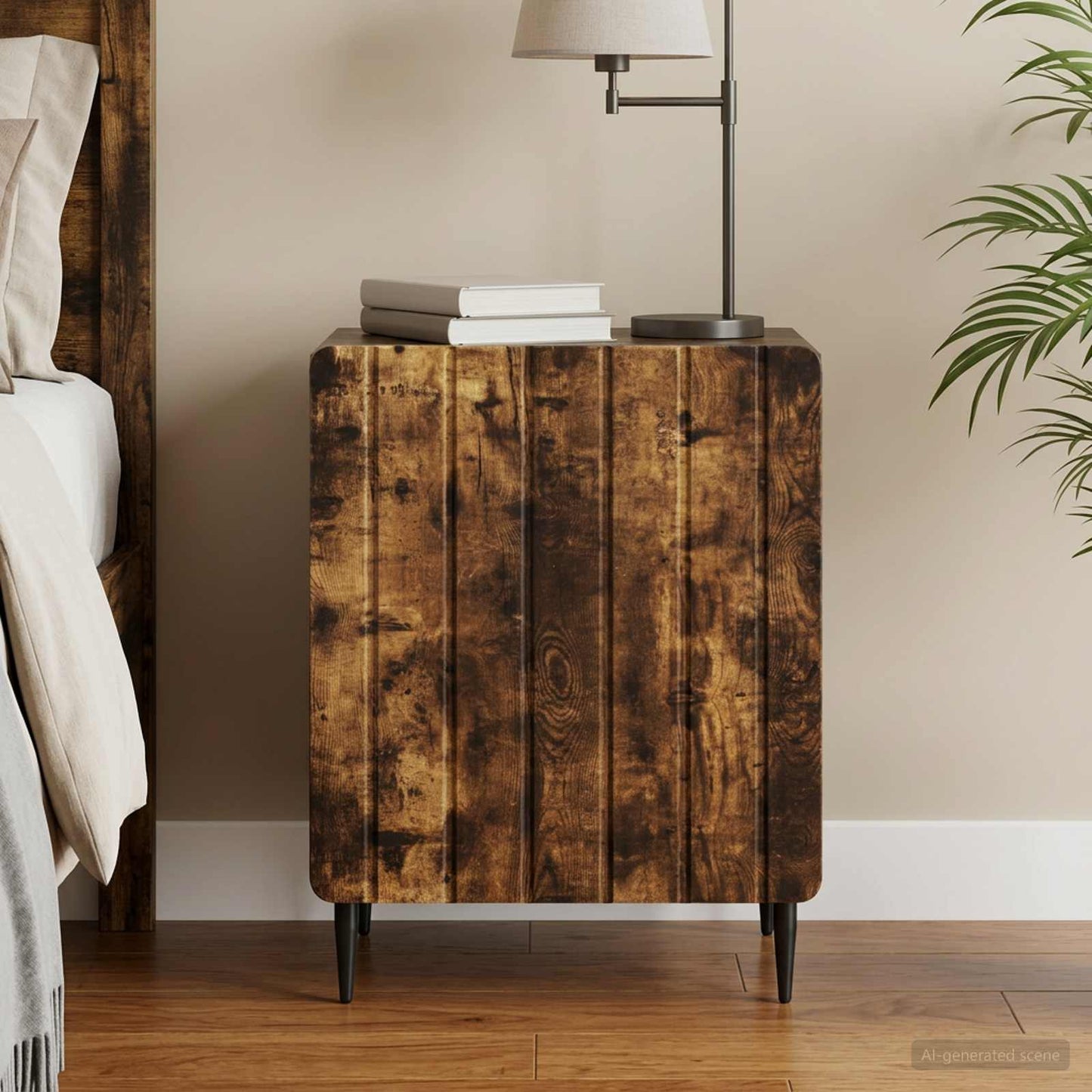 vidaXL Bedside Cabinet Smoked Oak 43 x 34.5 x 52 cm Engineered Wood