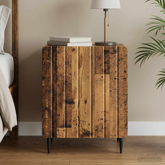 vidaXL Bedside Cabinet Old Wood 43 x 34.5 x 52 cm Engineered Wood