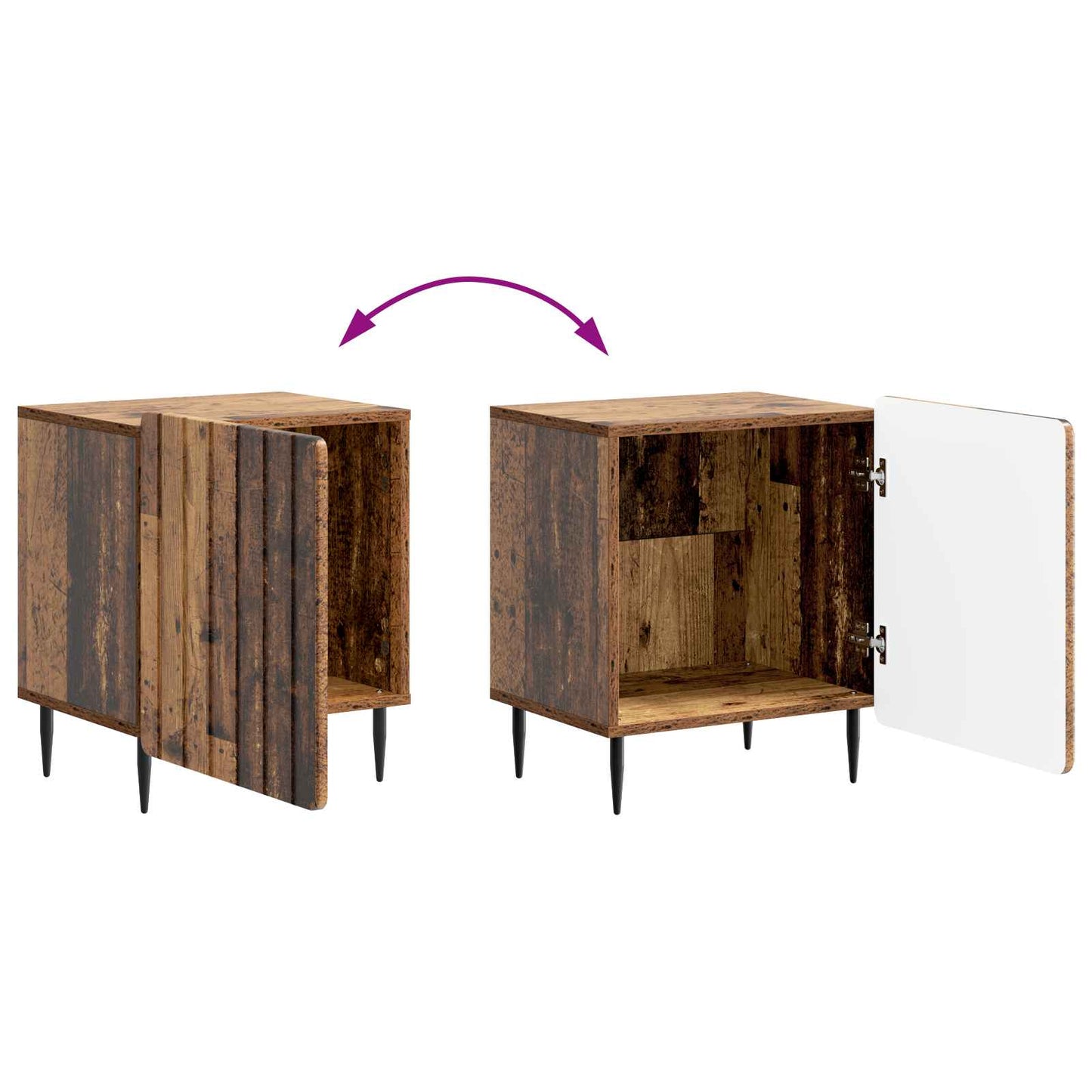 vidaXL Bedside Cabinet 2 pcs Old Wood 43 x 34.5 x 52 cm