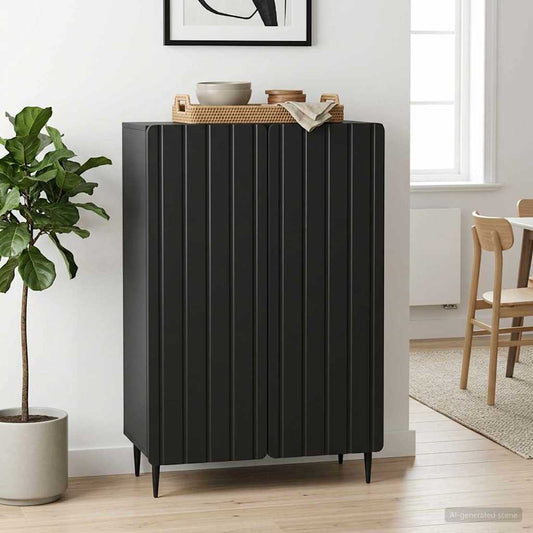 vidaXL Sideboard Black 66 x 34.5 x 92 cm Engineered Wood