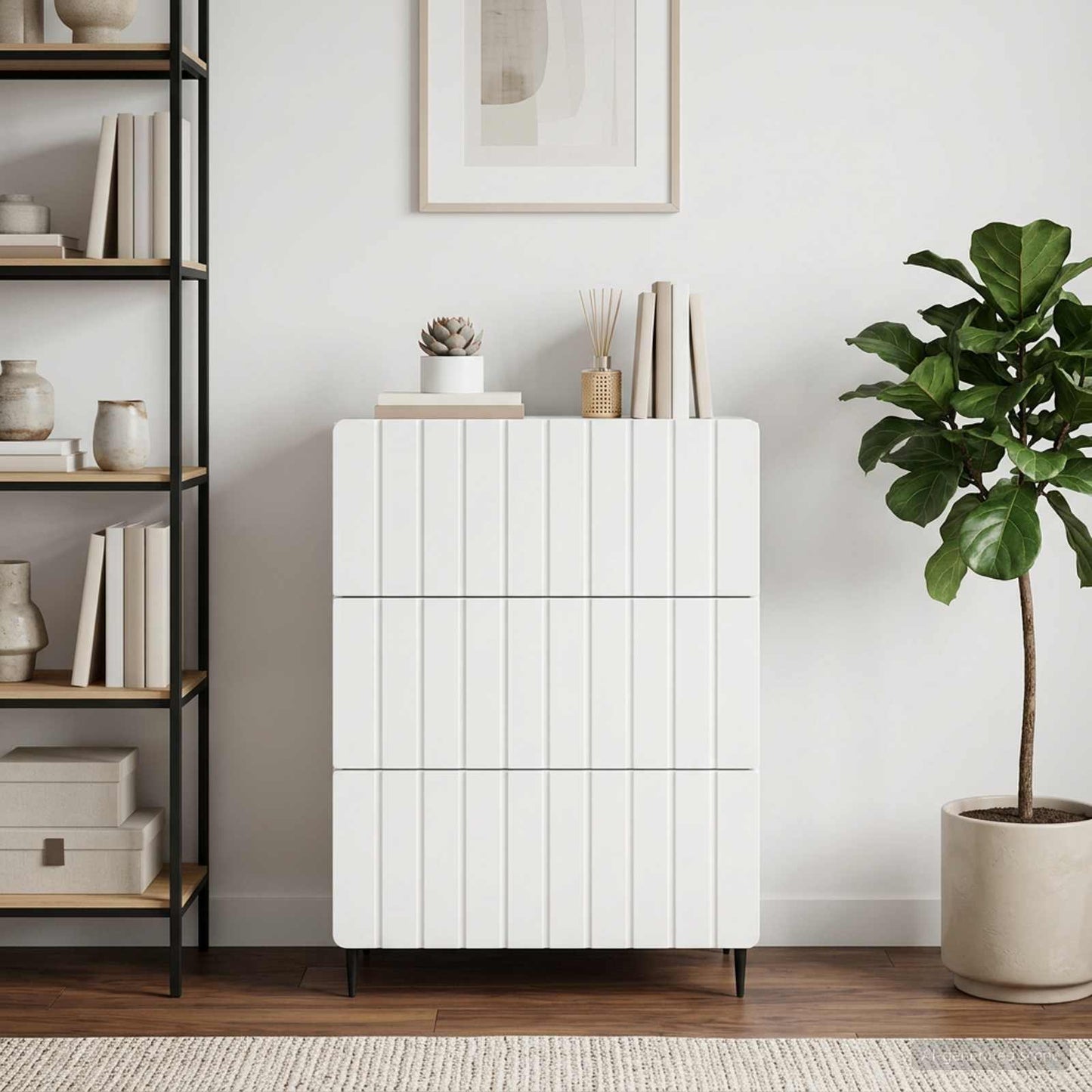 vidaXL Drawer Cabinet White 66 x 34.5 x 92 cm Engineered Wood