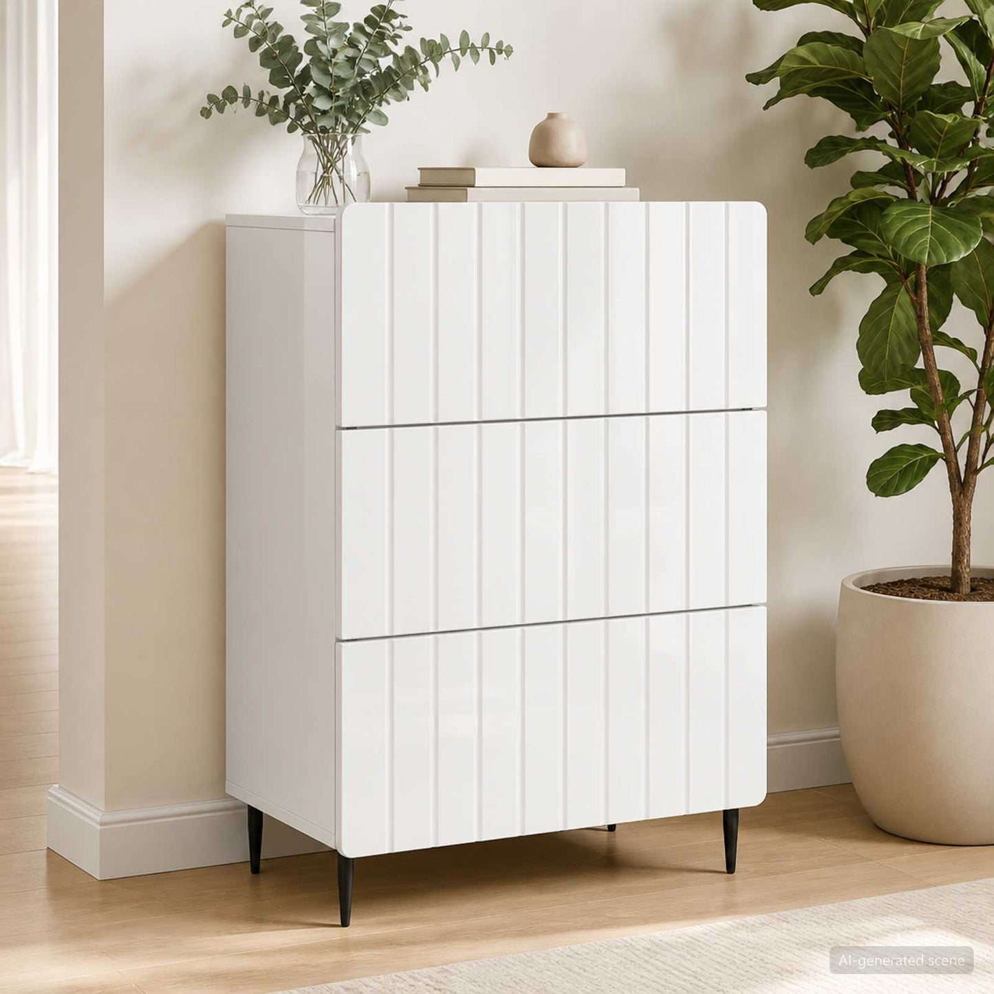 vidaXL Drawer Cabinet White 66 x 34.5 x 92 cm Engineered Wood