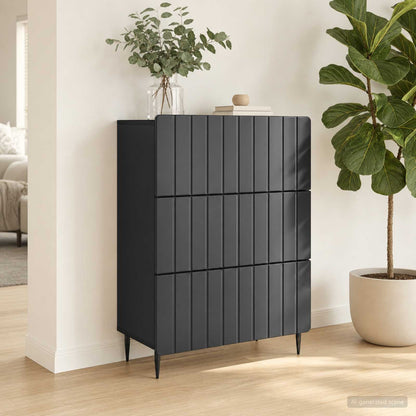 vidaXL Drawer Cabinet Black 66 x 34.5 x 92 cm Engineered Wood