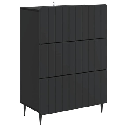 vidaXL Drawer Cabinet Black 66 x 34.5 x 92 cm Engineered Wood