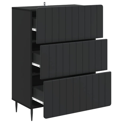 vidaXL Drawer Cabinet Black 66 x 34.5 x 92 cm Engineered Wood