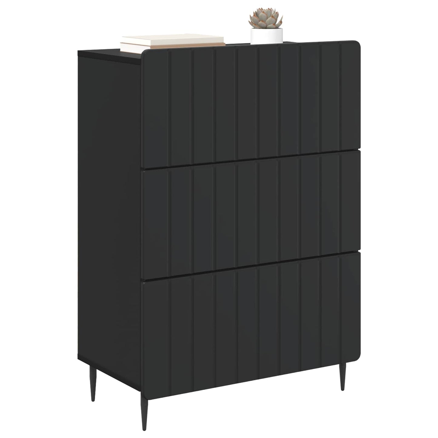 vidaXL Drawer Cabinet Black 66 x 34.5 x 92 cm Engineered Wood