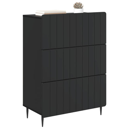 vidaXL Drawer Cabinet Black 66 x 34.5 x 92 cm Engineered Wood