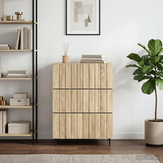 vidaXL Drawer Cabinet Sonoma Oak 66 x 34.5 x 92 cm Engineered Wood