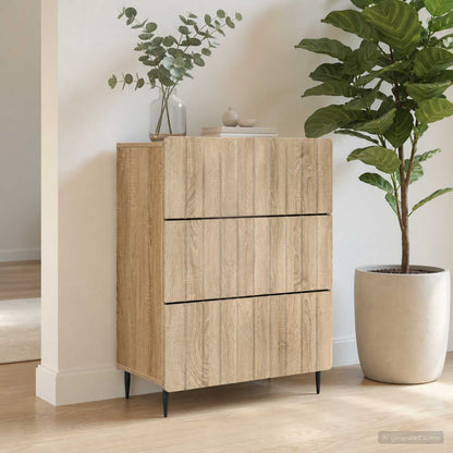 vidaXL Drawer Cabinet Sonoma Oak 66 x 34.5 x 92 cm Engineered Wood