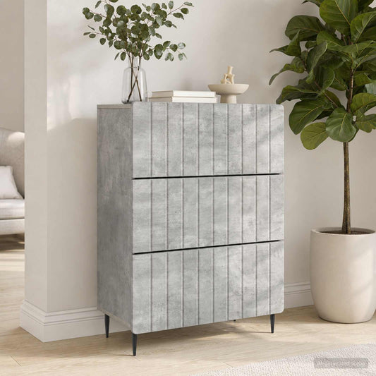 vidaXL Drawer Cabinet Concrete Grey 66 x 34.5 x 92 cm Engineered Wood