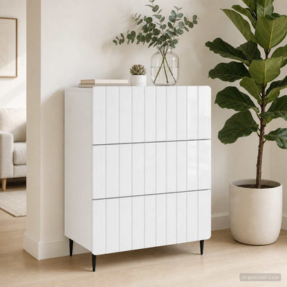 vidaXL Drawer Cabinet High Gloss White 66 x 34.5 x 92 cm