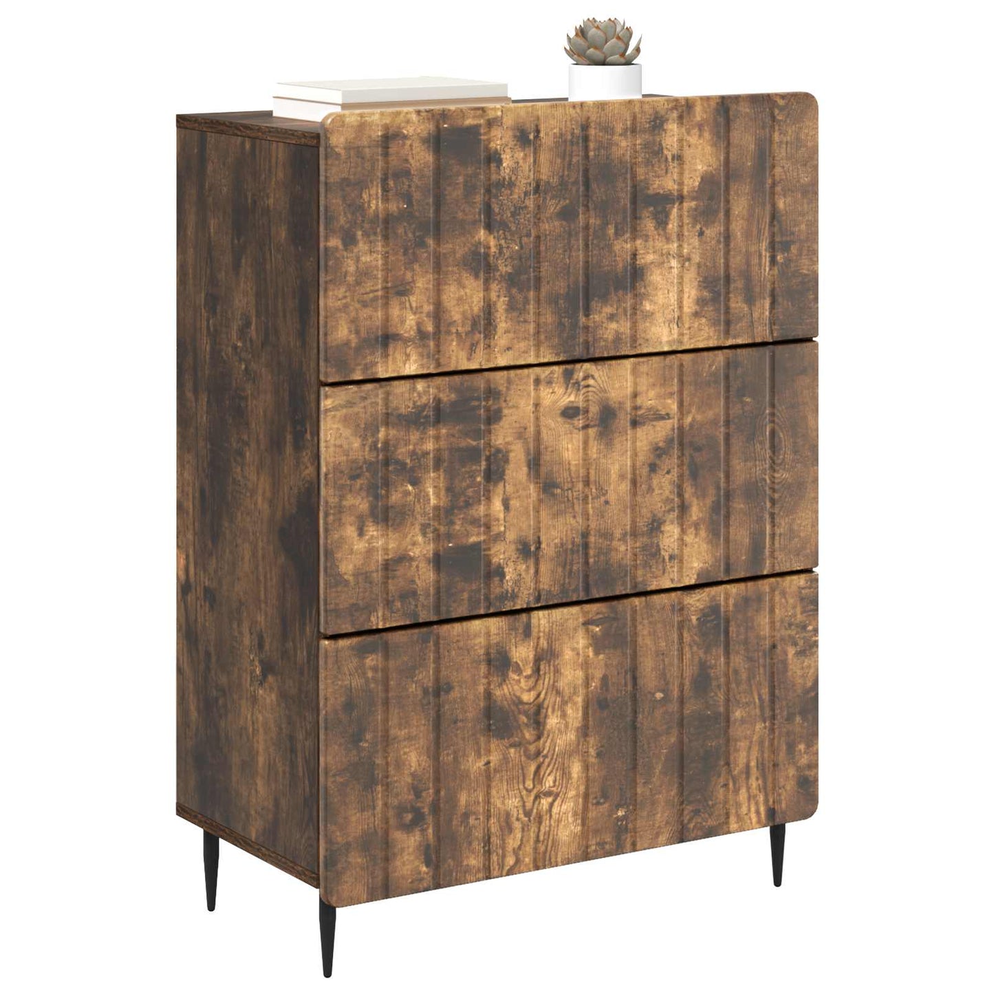 vidaXL Drawer Cabinet Smoked Oak 66 x 34.5 x 92 cm Engineered Wood