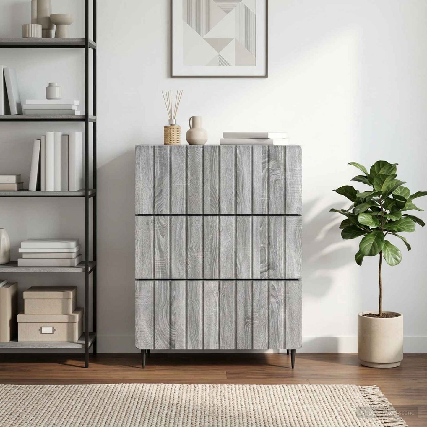 vidaXL Drawer Cabinet Grey Sonoma 66 x 34.5 x 92 cm Engineered Wood