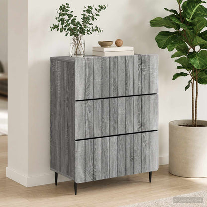 vidaXL Drawer Cabinet Grey Sonoma 66 x 34.5 x 92 cm Engineered Wood