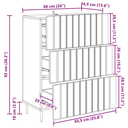 vidaXL Drawer Cabinet Grey Sonoma 66 x 34.5 x 92 cm Engineered Wood